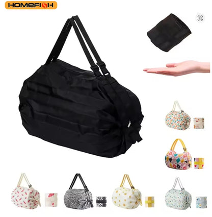 Homefish Foldable Large Eco Shopping Bag Cat Lemon Print Reusable Shoulder Bag Groceries Beach Toy