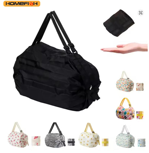 Homefish Foldable Large Eco Shopping Bag Cat Lemon Print Reusable Shoulder Bag Groceries Beach Toy