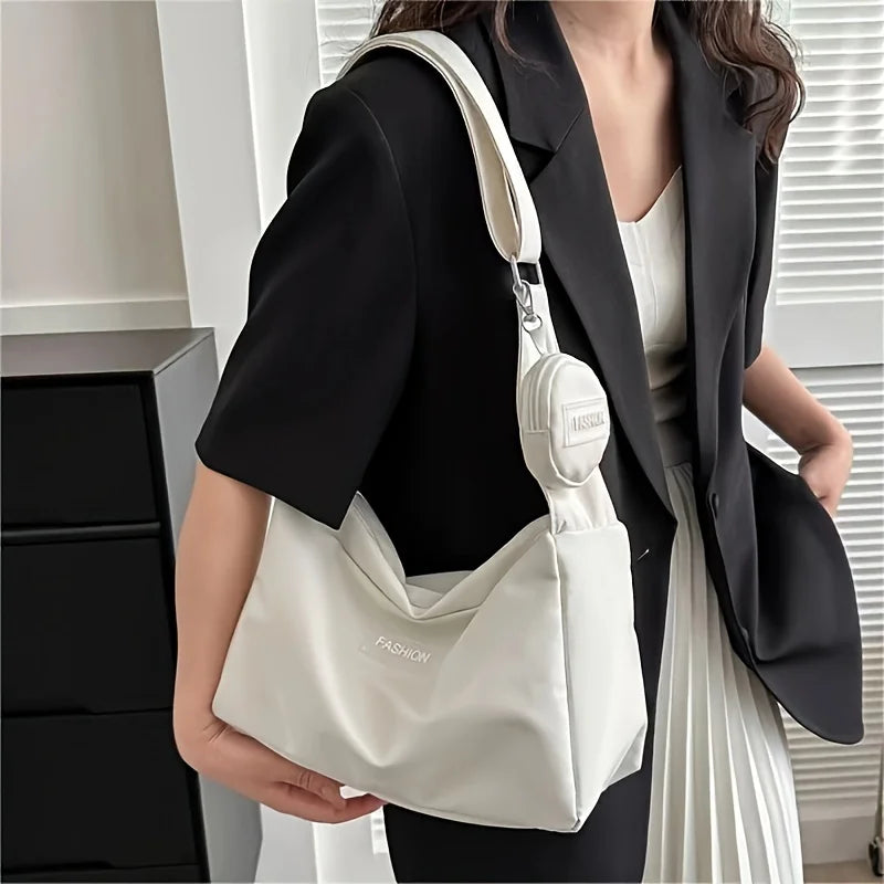Nylon Crossbody Tote Bag for Women – Lightweight Sling Purse with Coin Pouch