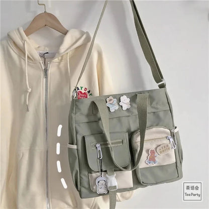 Waterproof Tote Bag for Women – Nylon Canvas Shoulder & Crossbody Handbag