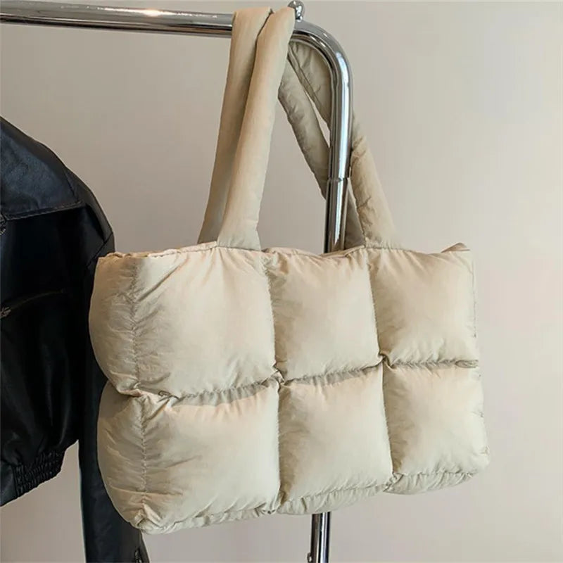 Quilted Puffer Tote Bag – Large Capacity Lightweight Nylon Shoulder Bag