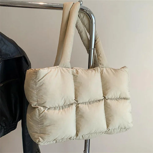 Quilted Puffer Tote Bag – Large Capacity Lightweight Nylon Shoulder Bag