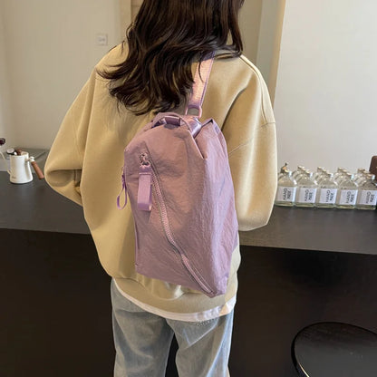 Nylon Sling Tote Bag Casual Convertible Backpack Chest Crossbody Adjustable Strap Women Handbag