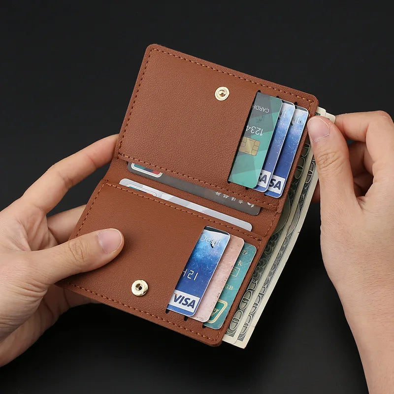 Homefish Solid Color Pu Leather Small Wallet Short Simple Women S Purse Buttons Ultra Thin Credit