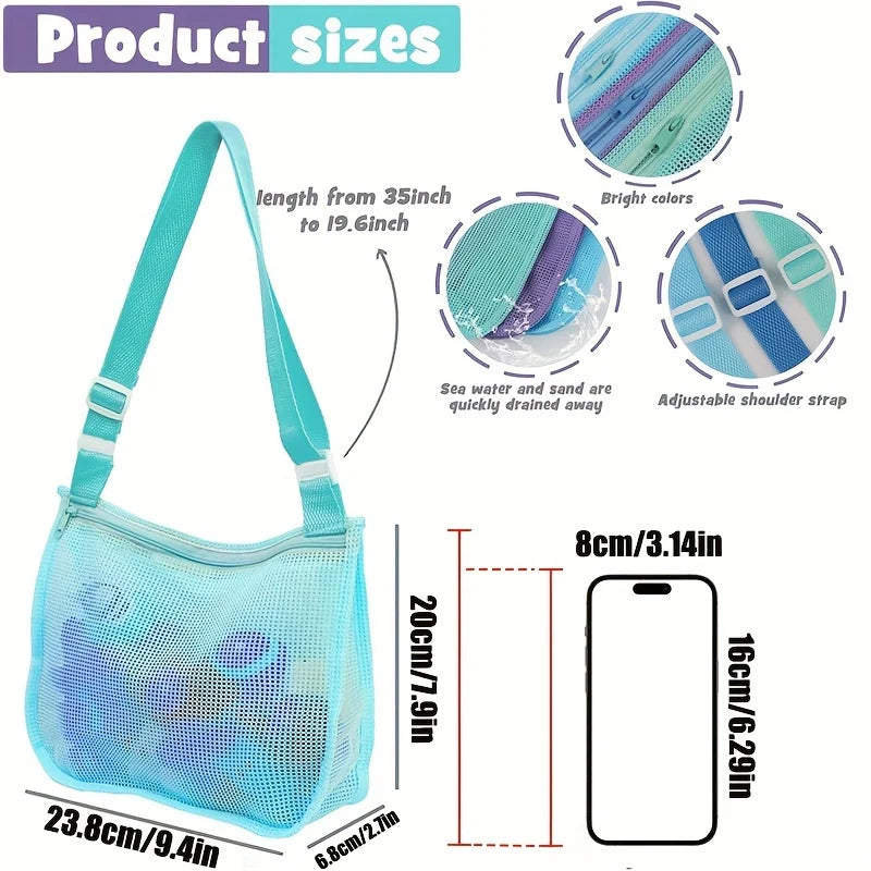 Colorful Hollow Crossbody Bag 1pcs Mesh Beach Bags Toilet Bag Adjustable Strap Summer Daily Phone