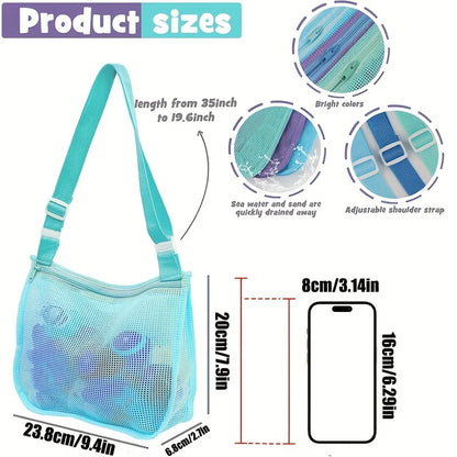 Colorful Hollow Crossbody Bag 1pcs Mesh Beach Bags Toilet Bag Adjustable Strap Summer Daily Phone