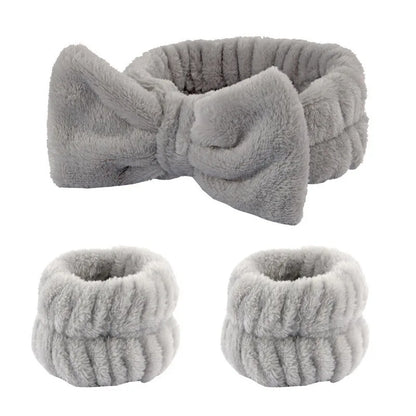 Coral Fleece Spa Headband & Wristband Skincare Set