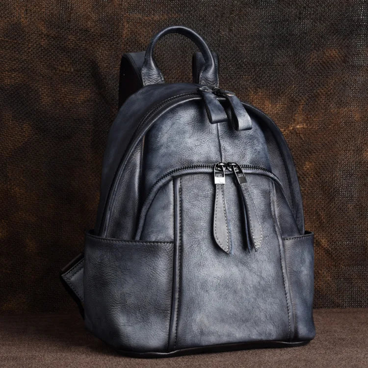 Leather Women S Backpack Multi-Functional Retro Multi-Compartment
