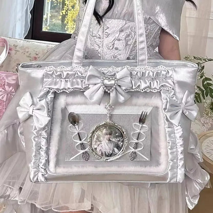 Y2K Lace Ita Crossbody Bag – Transparent Tote for Women