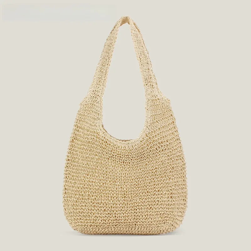Straw Hobo Bag – Handwoven Beach Tote for Women