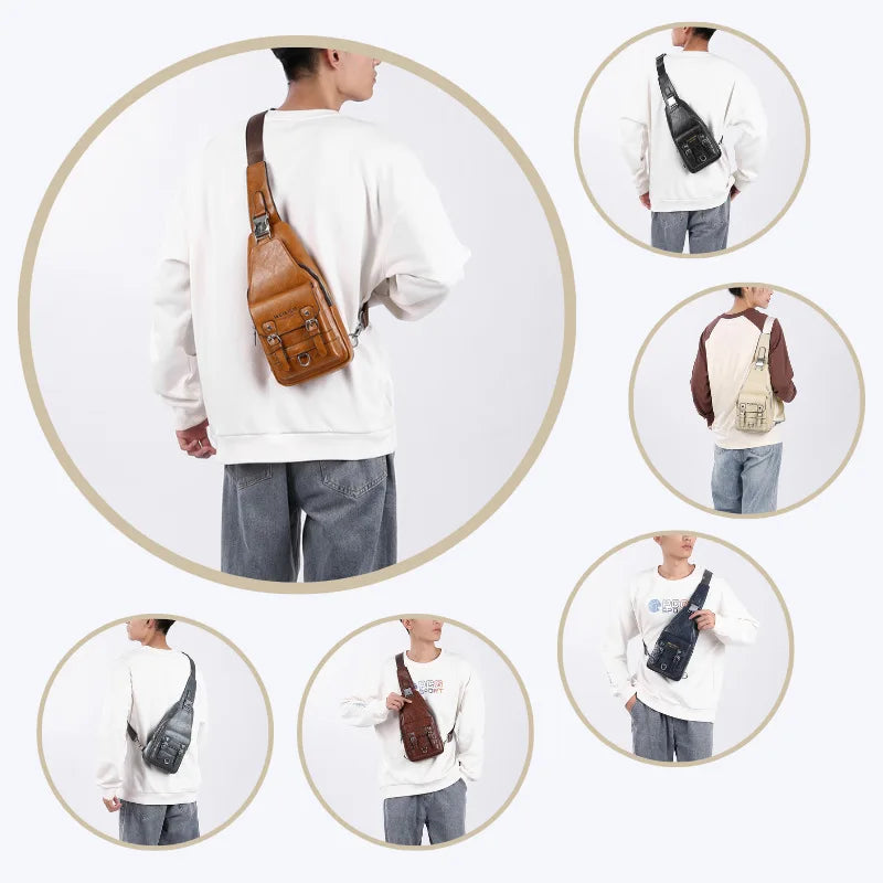 Men S Cross-Body Bag One Shoulder Large Capacity Mobile Phone Storage Zipper Buckle Waterproof