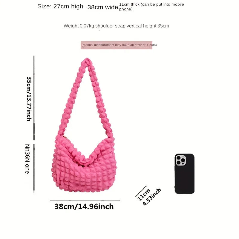 Bubble Quilted Handbag for Women – Lightweight Puffy Tote Bag