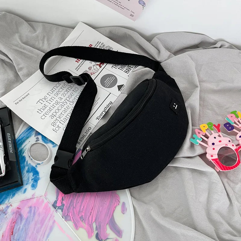 Canvas Fanny Pack – Adjustable Wide Strap Crossbody Chest Bag for Men & Women
