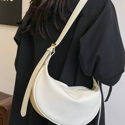 Crescent Crossbody Bag Women Vintage Soft Leather Shoulder Bag