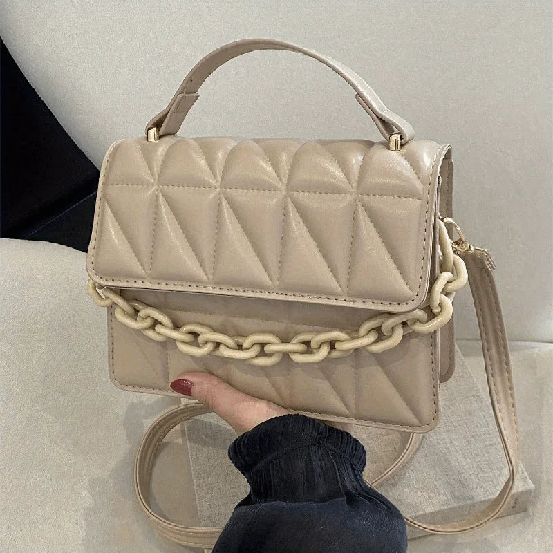 Quilted Crossbody Bag Women's Mini Handbag with Chain Strap
