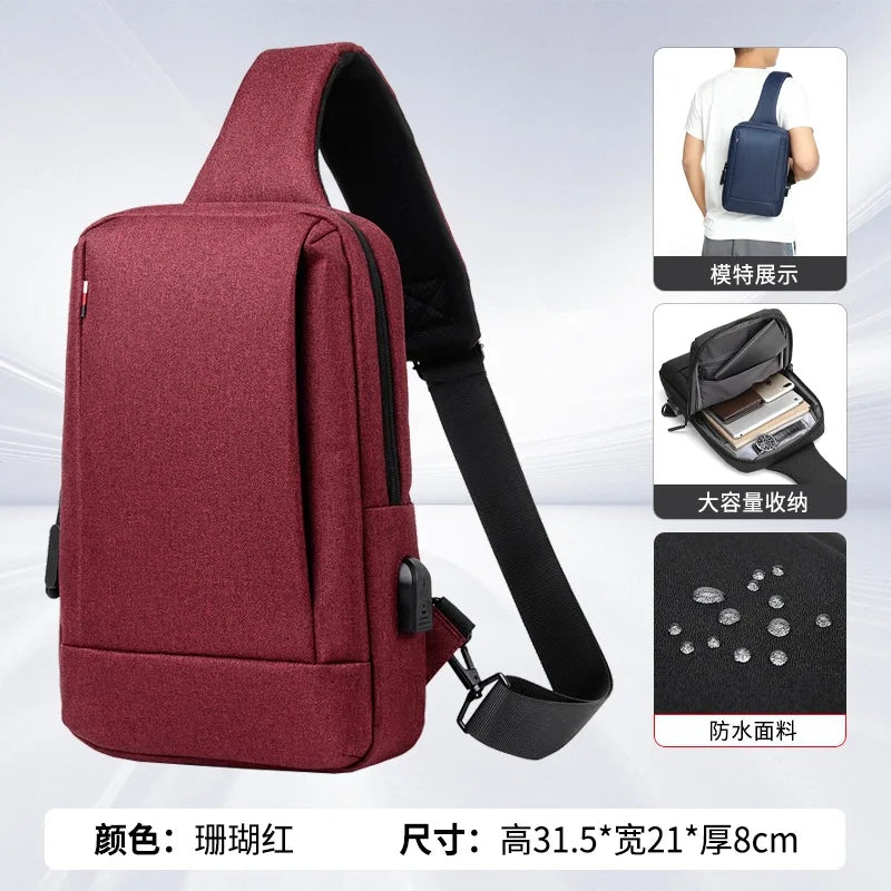 Fashionable Men S Chest Bag Light Leisure Women Cross Body Oxford Cloth Waterproof Shoulder