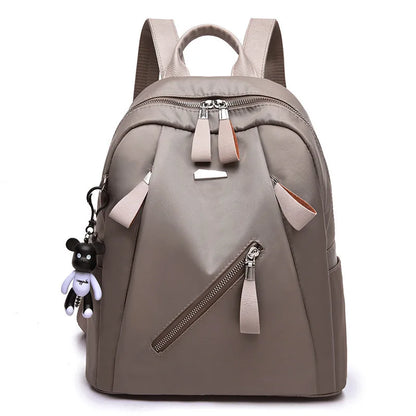 Waterproof Nylon Backpack for Women – Multi-Pocket Travel & School Bag