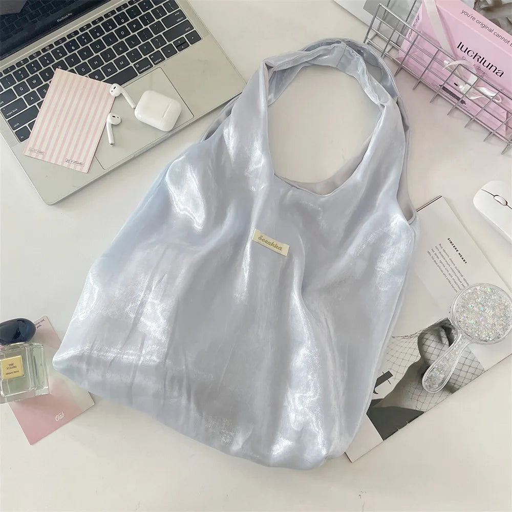 Fairy Bag Flexible Large Capacity Handbag Underarm Lightweight Satin Tote Stylish Accessory Shopping