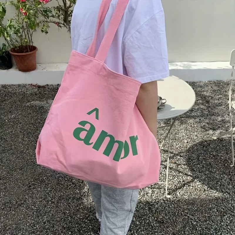 Pink Large Capacity Canvas Tote Bag