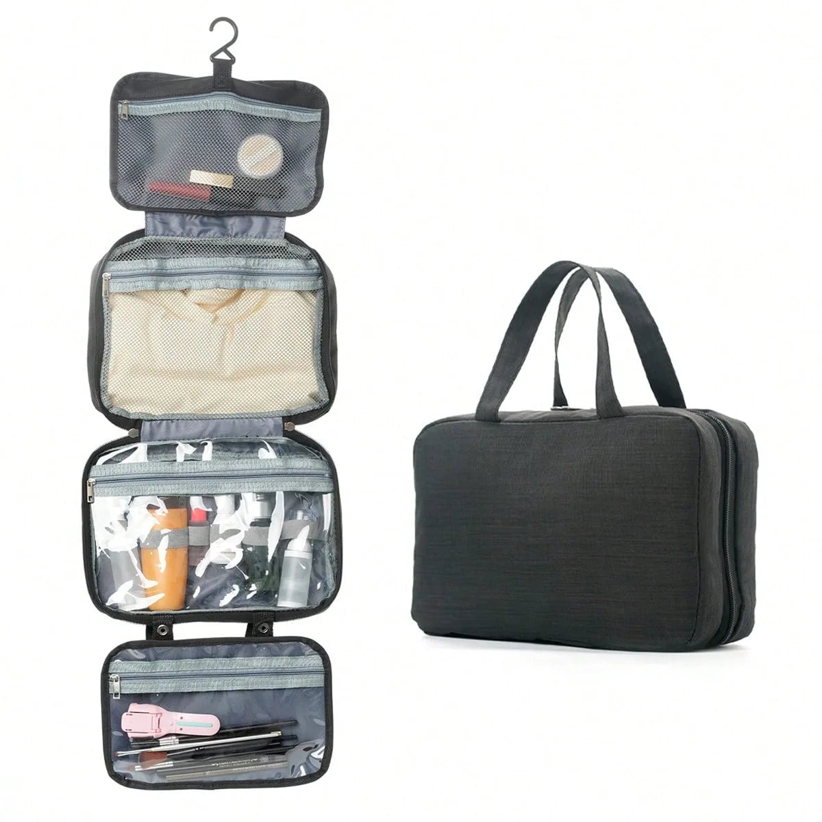 Four-Fold Dry Wet Separation Portable Bag Hanging Multi-Color Storage Toiletries Cosmetics