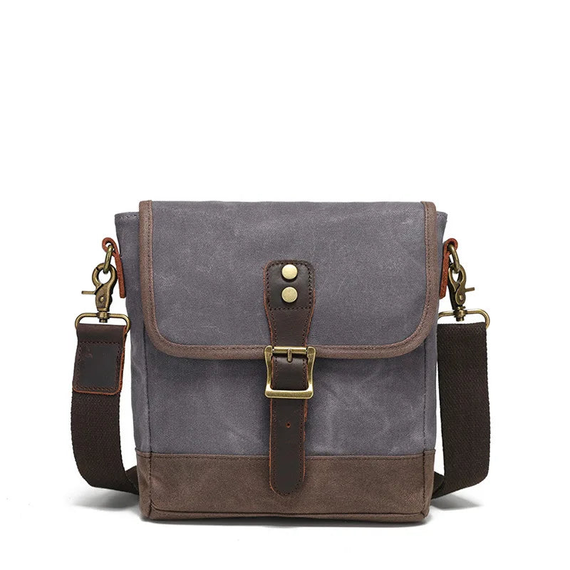 Vintage Canvas Shoulder Bag Cross-Body Wear Resistant Small Chest Men S Leather Briefcase
