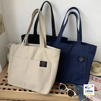 Large Canvas Tote Bag – Women's Soft Shoulder Bag for Students