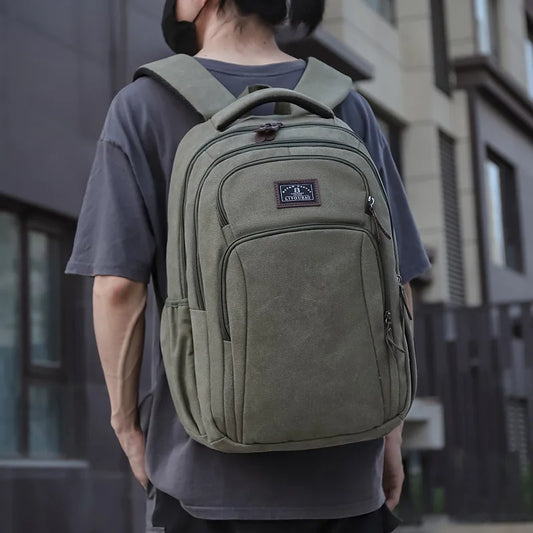 16-Inch Travel Computer Bag Wear-Resistant Canvas Multi-Layer Large-Capacity Men S Backpack