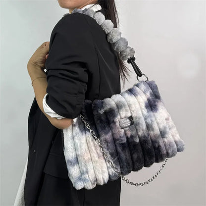 Plush Tote Bag – Women's Fuzzy Shoulder & Crossbody Handbag