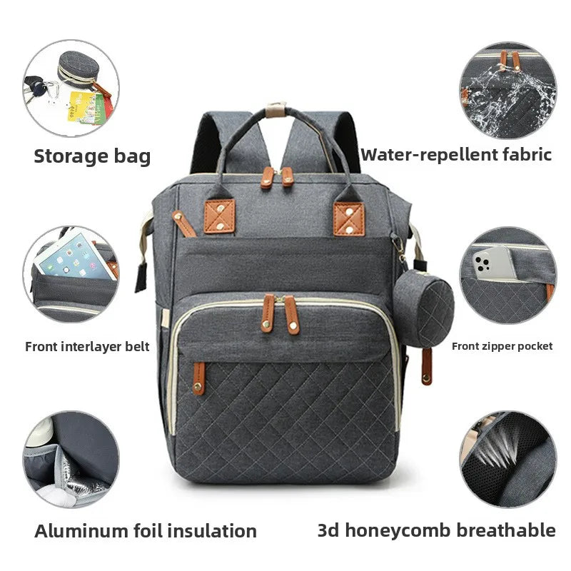 Large Diaper Bag Backpack – Multifunctional Mommy Bag with Insulated Pockets
