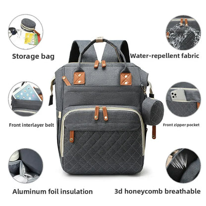 Large Diaper Bag Backpack – Multifunctional Mommy Bag with Insulated Pockets