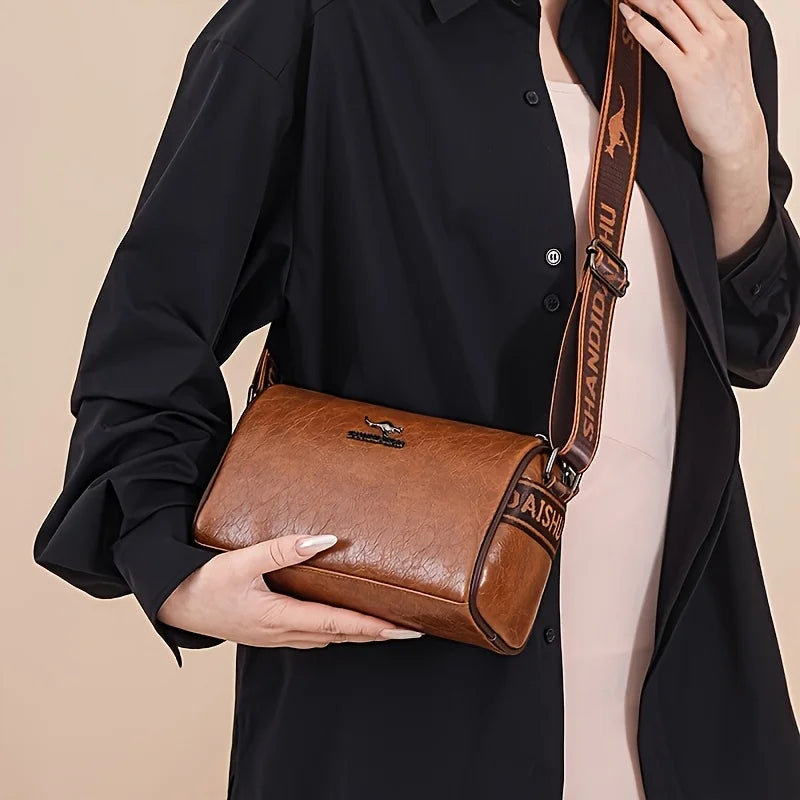 PU Leather Pillow Crossbody Bag – Wide Strap Shoulder Bag