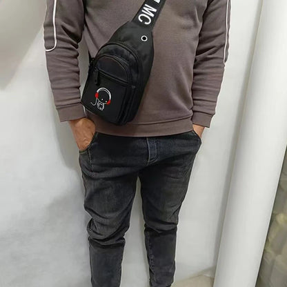 Men S Backpack Double Zippers Shoulder Strap Letter Pattern
