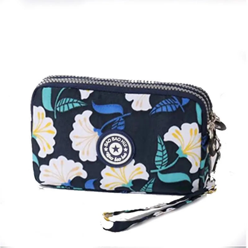 Stylish Jellyfish Print Triple Zipper Phone Bags Compact Canvas Clutch Purse Women S Daily