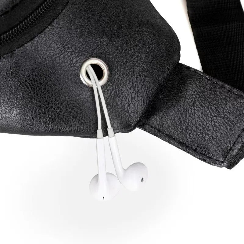 Men's PU Leather Sling Bag – Retro Crossbody Chest Bag