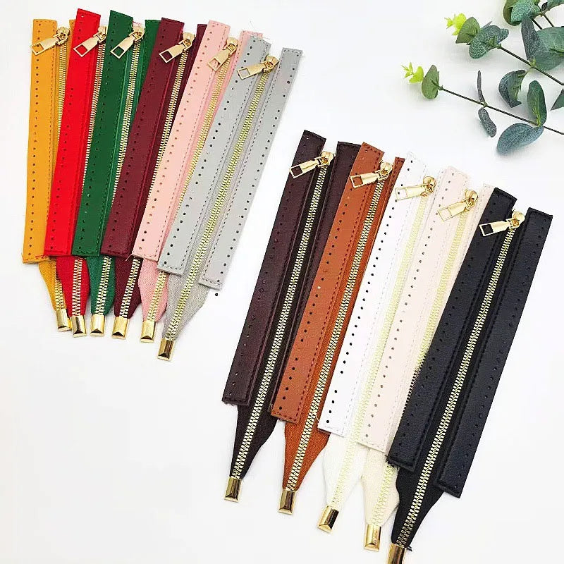 24cm Diy Handmade Bag Zipper Accessories 6-Color Pu Metal Woven