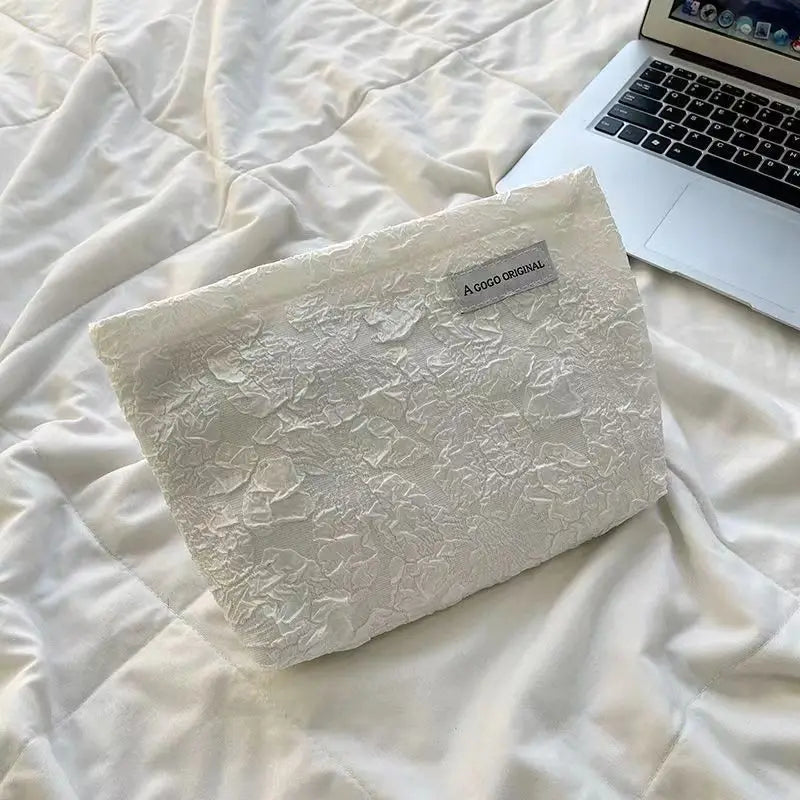 Floral Embossed Cosmetic Bag – Large Capacity Makeup Pouch