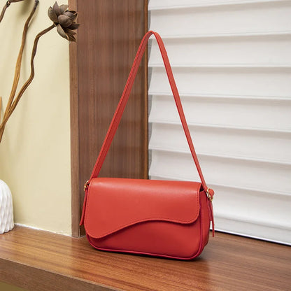 Lightweight Flap Shoulder Bag Vintage-Inspired Faux Leather Crossbody Purse Casual Outings Work