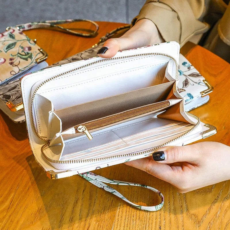 Ladies Wallet Long Floral Zipper Large Capacity Mobile Phone Storage
