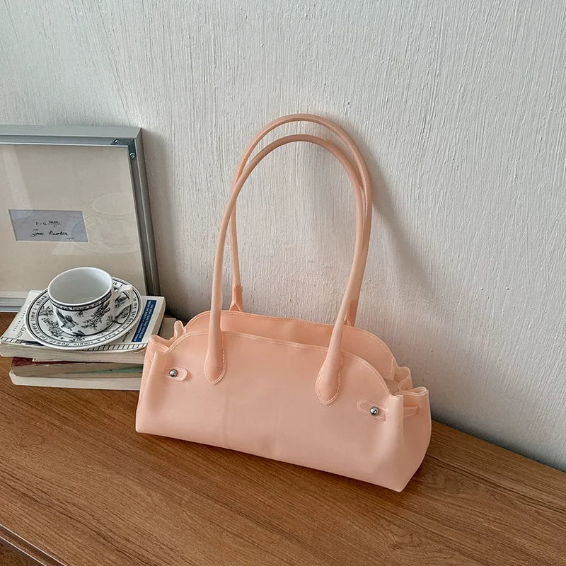Pvc Single Bag Commuter Underarm Fashionable Large Capacity Women Shoulder Handbag Trendy Summer