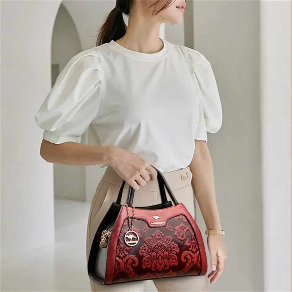 Luxury Embossed Leather Handbag for Women – Crossbody Shoulder Bag