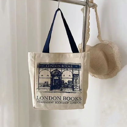 London Books Print Canvas Tote Bag for Women