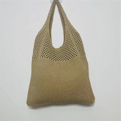 Crochet Hollow-Out Shoulder Bag – Large Capacity Knitted Tote for Women