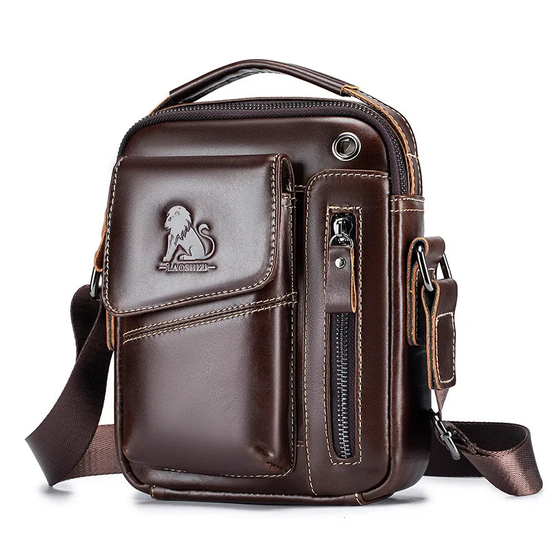 Sporty Durable Hand-Held Crossbody Bag Top Layer Cowhide