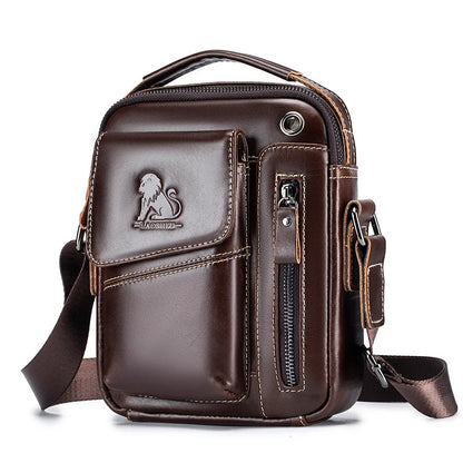 Sporty Durable Hand-Held Crossbody Bag Top Layer Cowhide