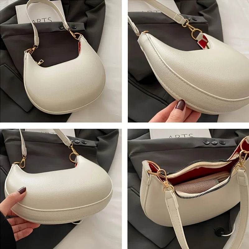 Women's Crescent Crossbody Bag – Luxury Leather Shoulder Bag