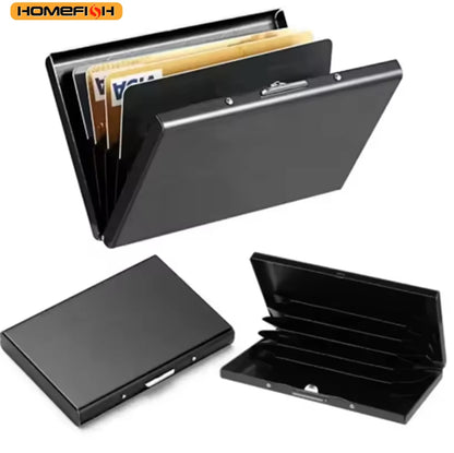 Homefish Slim Stainless Steel Id Card Holder Rfid Anti-Theft Business Card Case 6 Slots