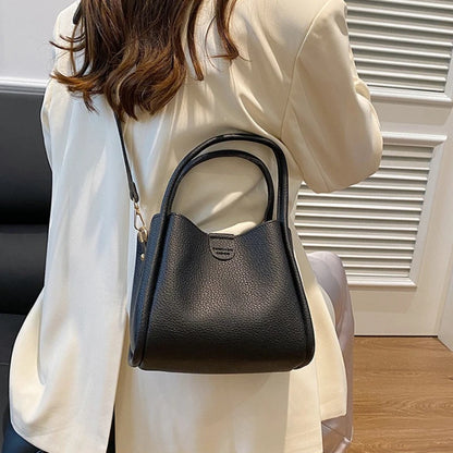 Soft Leather Tote Bag with Detachable Crossbody Strap