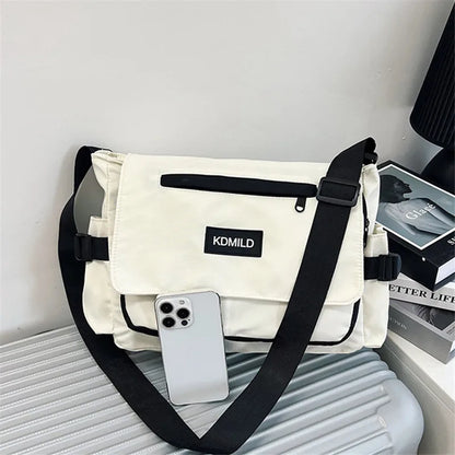Nylon Crossbody Messenger Bag – Multi-Pocket Shoulder Bag
