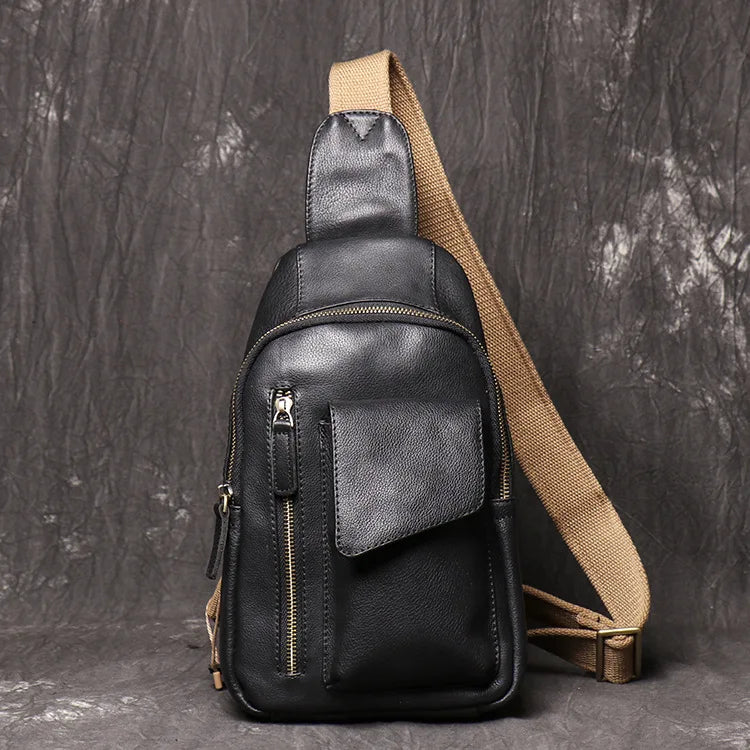 Men S Chest Bag Made Genuine Leather Women S Crossbody Bag Made Cowhide