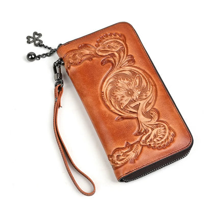 Top Layer Cowhide Ladies Wallet Multi-Functional Zipper